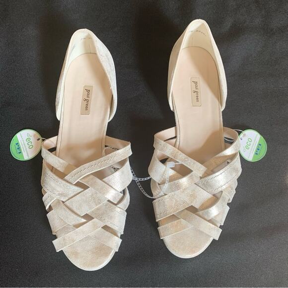 Paul Green Shoes - PAUL GREEN Women’s ECO Lucia D'Orsay Peep-Toe Sandal, Mineral Antic Metallic,7.5